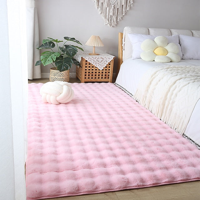 Cream Style Long Plush Bubble Imitation Rabbit Hair Living Room Coffee Table Blanket Floating Window Tatami Mat Floor Mat Bedroom Bedside Blanket