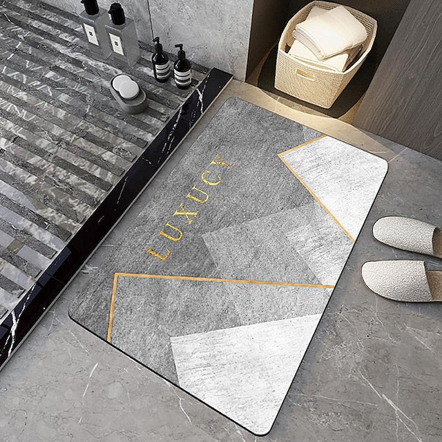 Diatomaceous Earth Bath Mat Non-slip Marble Pattern Super Absorbent Toilet Door Quick-Drying Foot Mat Entry Door Mat Non-Slip Mat