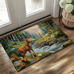 Autumn Quilt Forest Deer Doormat Kitchen Mat Floor Mat Non-Slip Area Rug Oil Proof Rug Indoor Outdoor Mat Bedroom Decor Bathroom Mat Entrance Rug