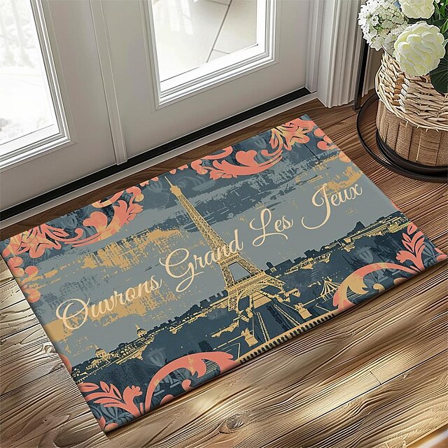 Graffiti Doormat Kitchen Mat Floor Mat Non-Slip Area Rug Oil Proof Rug Indoor Outdoor Mat Bedroom Decor Bathroom Mat Entrance Rug Eiffel Tower