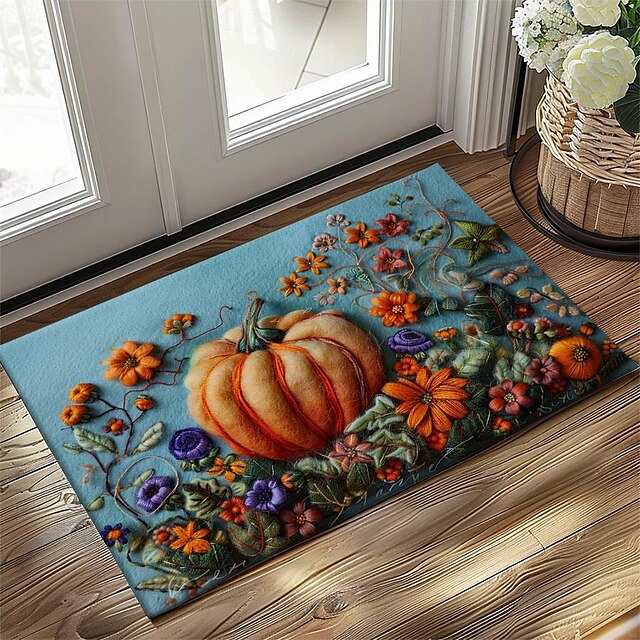 Autumn Quilt Pumpkin Doormat Kitchen Mat Floor Mat Non-Slip Area Rug Oil Proof Rug Indoor Outdoor Mat Bedroom Decor Bathroom Mat Entrance Rug