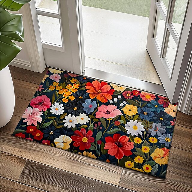 Flowers Doormat Floor Mats Washable Rugs Kitchen Mat Non-Slip Oil Proof Rug Indoor Outdoor Mat Bedroom Decor Bathroom Mat Entrance Rug