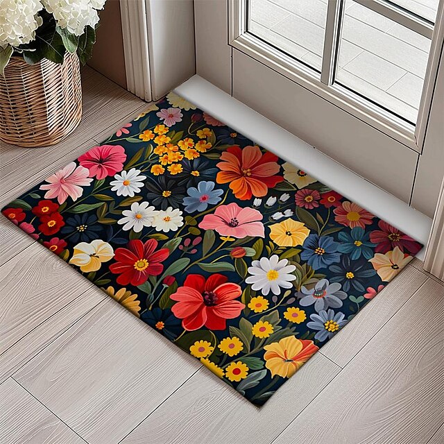 Flowers Doormat Floor Mats Washable Rugs Kitchen Mat Non-Slip Oil Proof Rug Indoor Outdoor Mat Bedroom Decor Bathroom Mat Entrance Rug