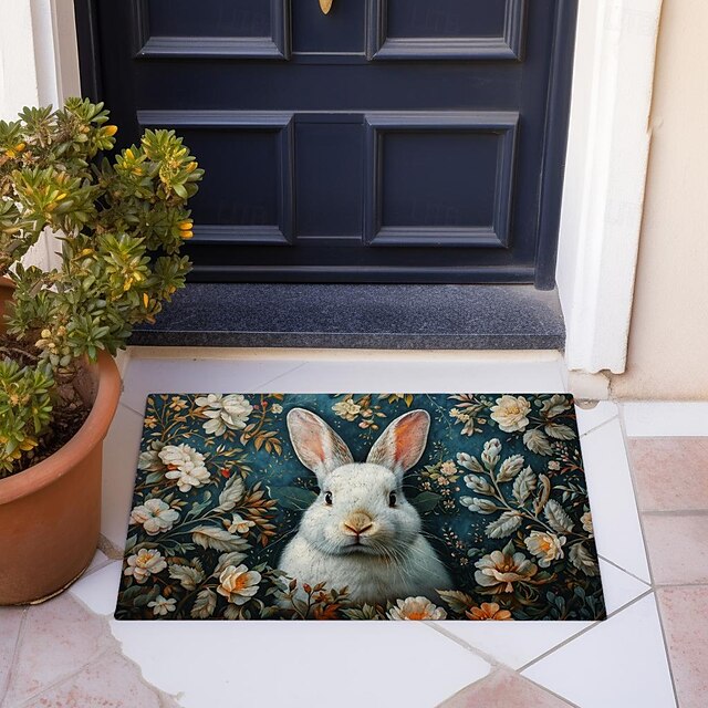 Ink Blue Rabbit Doormat Floor Mats Washable Rugs Kitchen Mat Non-Slip Oil Proof Rug Indoor Outdoor Mat Bedroom Decor Bathroom Mat Entrance Rug