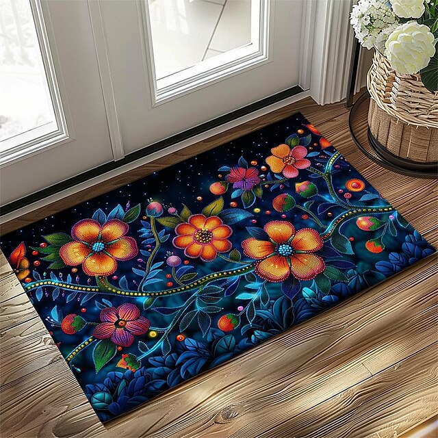 Oil Painting Flowers Doormat Floor Mats Washable Rugs Kitchen Mat Non-Slip Oil Proof Rug Indoor Outdoor Mat Bedroom Decor Bathroom Mat Entrance Rug