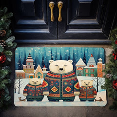 Polar Bear Doormat Floor Mats Washable Rugs Kitchen Mat Scandinavian Folk Art Non-Slip Oil Proof Rug Indoor Outdoor Mat Bedroom Decor Bathroom Mat Entrance Rug