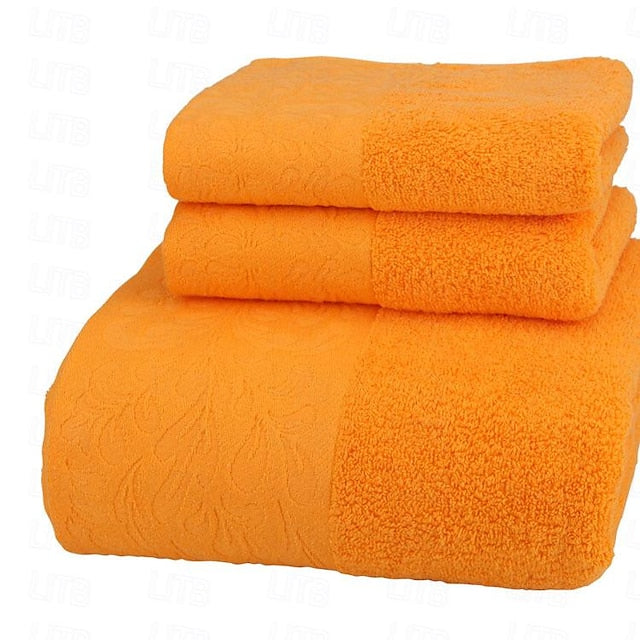 100% Cotton 3 PCS Towels Set Quick Dry, Extra Aborbent, Super Soft Towels Set 1 Handkerchief, 1 Sport Towel, 1 Bath Towel