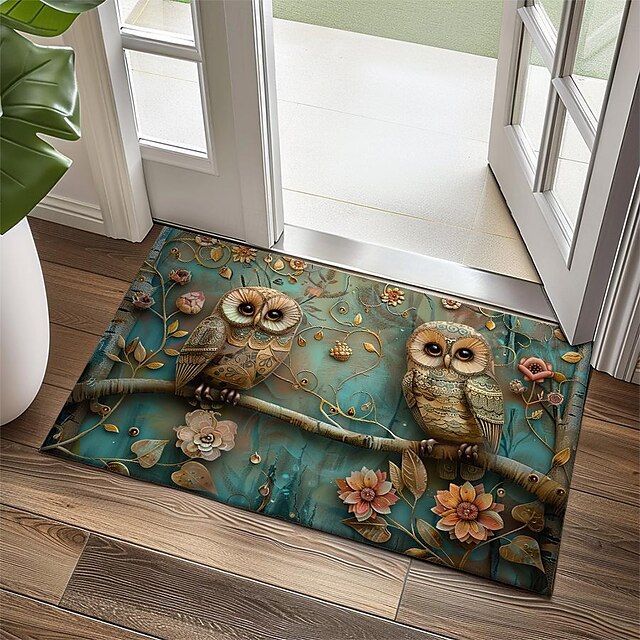 Owl 3D Painting Doormat Kitchen Mat Floor Mat Non-Slip Area Rug Oil Proof Rug Indoor Outdoor Mat Bedroom Decor Bathroom Mat Entrance Rug