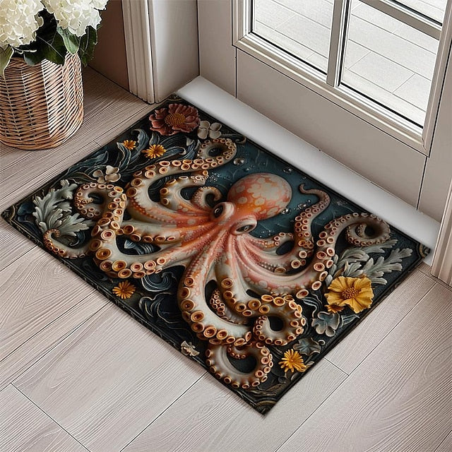 Octopus Doormat Kitchen Mat Floor Mat Non-Slip Area Rug Oil Proof Rug Indoor Outdoor Mat Bedroom Decor Bathroom Mat Entrance Rug