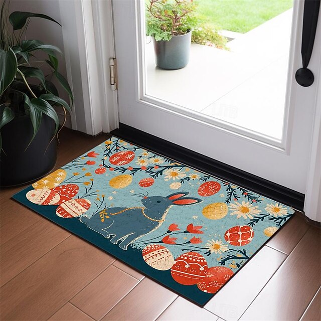 Easter Bunny Doormat Floor Mats Washable Rugs Kitchen Mat Non-Slip Oil Proof Rug Indoor Outdoor Mat Bedroom Decor Bathroom Mat Entrance Rug Folk Art