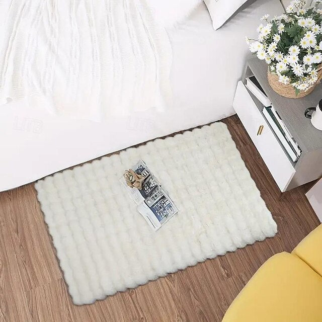 Plush Carpet, Bedroom, Bedside Blanket, Cream Air Bubble Plush, Living Room, Imitation Rabbit Blanket, Floor Mat