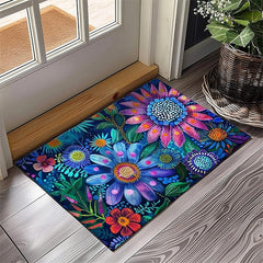 Pointillism Flowers Doormat Floor Mats Washable Rugs Kitchen Mat Non-Slip Oil Proof Rug Indoor Outdoor Mat Bedroom Decor Bathroom Mat Entrance Rug