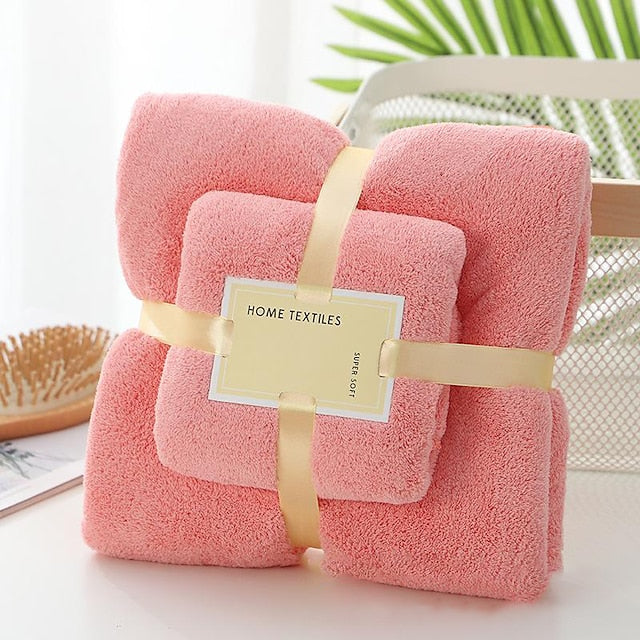 Bath Towels Set for Bathroom,Thick,Soft&Absorbent Fleece Bath Towels,1PC Bath Towel&1PC Hand Towel,Microfiber Quick Dry Bath Towel,Multipurpose Bath Sheets Towels for Bath, Gym and Spa