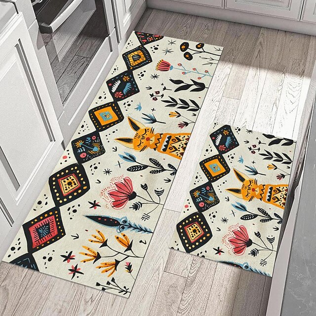 Tribal Pattern Area Rug Kitchen Mat Non-Slip Oil Proof Floor Mat Livingroom Rug Indoor Outdoor Mat Bedroom Decor Bathroom Mat Entrance Rug Door Mat