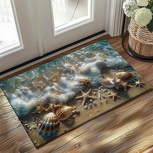 Beach Shells Doormat Kitchen Mat Floor Mat Non-Slip Area Rug Oil Proof Rug Indoor Outdoor Mat Bedroom Decor Bathroom Mat Entrance Rug