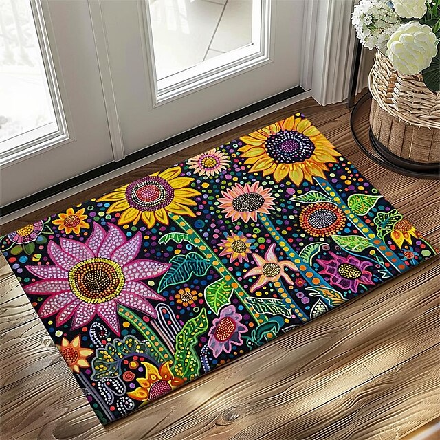 Big Sun Flowers Doormat Floor Mats Washable Rugs Kitchen Mat Non-Slip Oil Proof Rug Indoor Outdoor Mat Bedroom Decor Bathroom Mat Entrance Rug