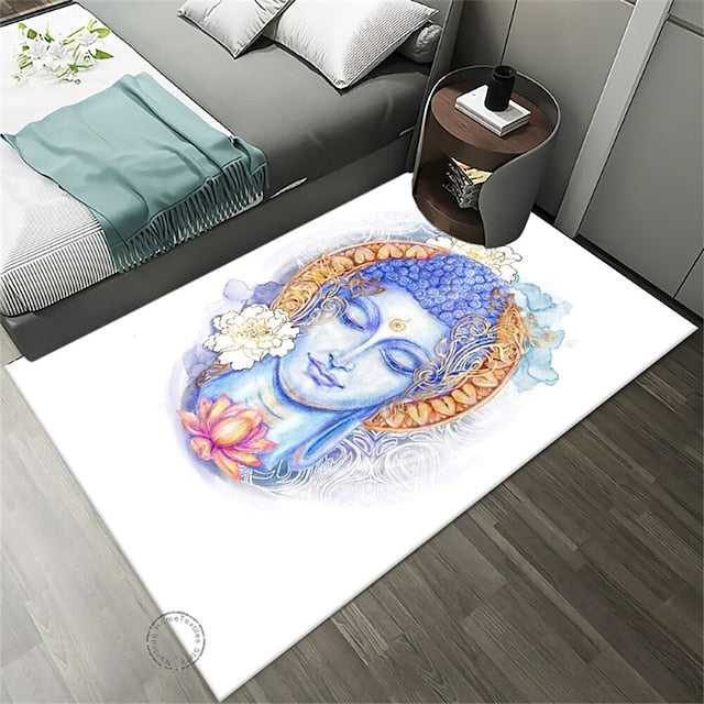 Art Buddha Boho Area Rug Non Slip Floor Mat Bedside Livingroom Bedroom Indoor Outdoor