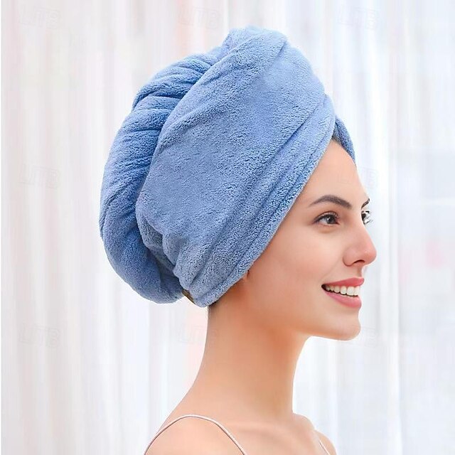 Dry Hair Cap Embroidery Cap Double-Layer Shower Cap Quick-Drying Strong Water Absorption Thickened Home Bag Hair Dry Hair Towel Back To School College Student