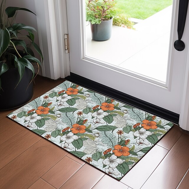 Elegant Floral Doormat Floor Mats Washable Rugs Kitchen Mat Non-Slip Oil Proof Rug Indoor Outdoor Mat Bedroom Decor Bathroom Mat Entrance Rug