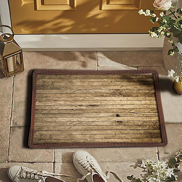 Wooden Plat Doormat Kitchen Mat Floor Mat Non-Slip Area Rug Oil Proof Rug Indoor Outdoor Mat Bedroom Decor Bathroom Mat Entrance Rug