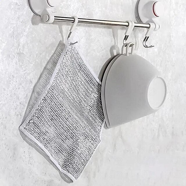 5pcs Steel Wire Cleaning Cloth Kitchen Magic Dishwashing Towel Non Stick Oil Cleaning Rag Microwave Stove Clean Tools Dish Cloth