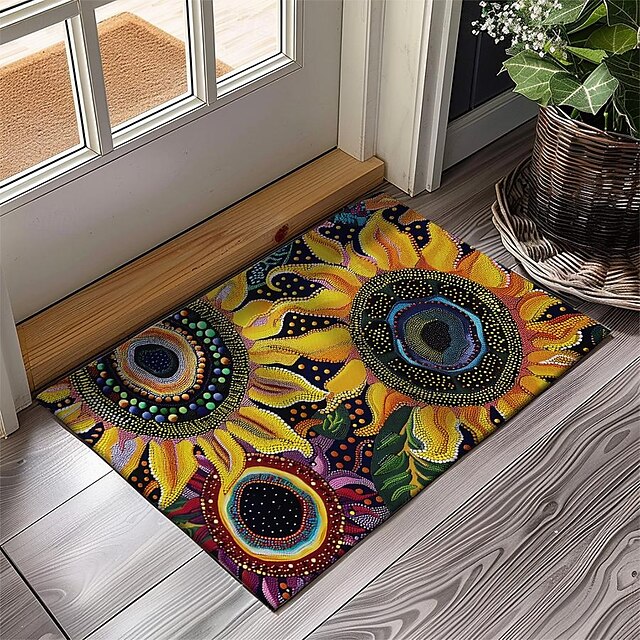 Big Sun Flowers Doormat Floor Mats Washable Rugs Kitchen Mat Non-Slip Oil Proof Rug Indoor Outdoor Mat Bedroom Decor Bathroom Mat Entrance Rug