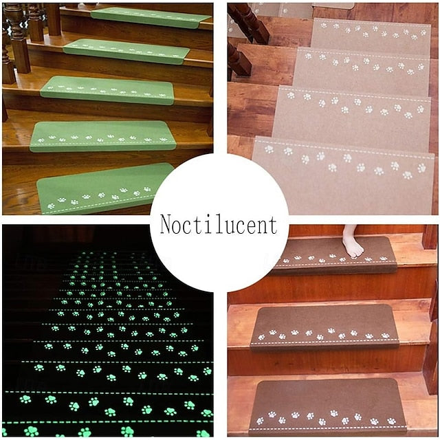 Step Carpet Blacklight Night Style Non-Slip Carpet Stair Treads for Kids Elders and Pets Animal Design Stair Tread Mats