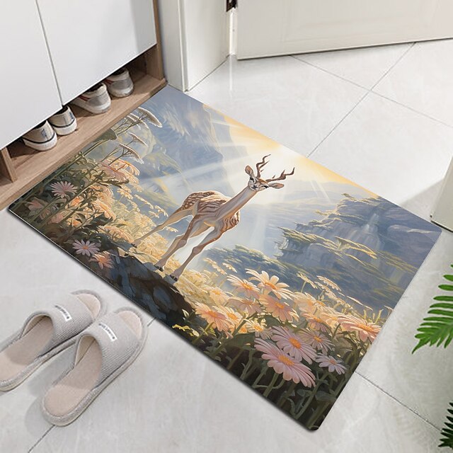 Deer Doormat Floor Mats Washable Rugs Kitchen Mat Non-Slip Oil Proof Rug Indoor Outdoor Mat Bedroom Decor Bathroom Mat Entrance Rug