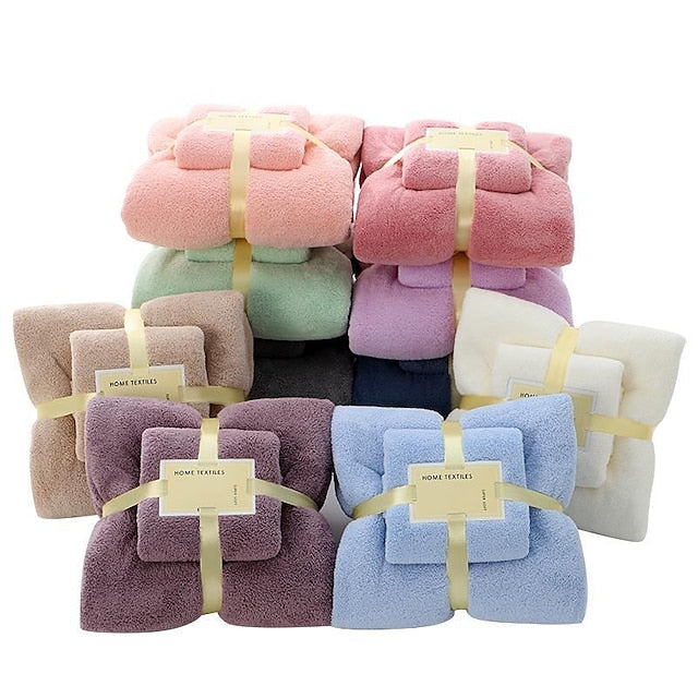 Bath Towels Set for Bathroom,Thick,Soft&Absorbent Fleece Bath Towels,1PC Bath Towel&1PC Hand Towel,Microfiber Quick Dry Bath Towel,Multipurpose Bath Sheets Towels for Bath, Gym and Spa