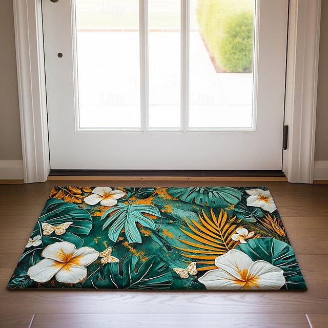 Tropical Leaves Doormat Non-Slip Oil Proof Rug Indoor Outdoor Mat Bedroom Decor Bathroom Mat Entrance Rug Door Mat