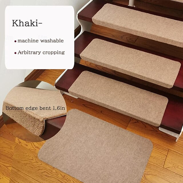 Stair Tread Carpet,Stair Runner Carpet,Self-Adhesive/Velcro Patch Staircase Mats Rug, Stair Pads Step Protectors, Removable Washable Step Floor Rugs For Home Staircase Decoration