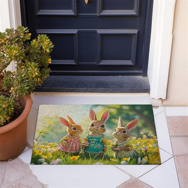 Easter Bunny Doormat Floor Mats Washable Rugs Kitchen Mat Non-Slip Oil Proof Rug Indoor Outdoor Mat Bedroom Decor Bathroom Mat Entrance Rug