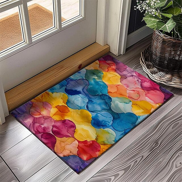 Rainbow Painting Doormat Floor Mats Washable Rugs Kitchen Mat Non-Slip Oil Proof Rug Indoor Outdoor Mat Bedroom Decor Bathroom Mat Entrance Rug