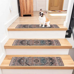 Non Slip Carpet Stair Treads for Wooden Steps Indoor, 8''X30'' Staircase Step Treads Reusable Rubber Stair Runner Mats for Dogs and Kids, Stairway Grip Step Treads Carpet