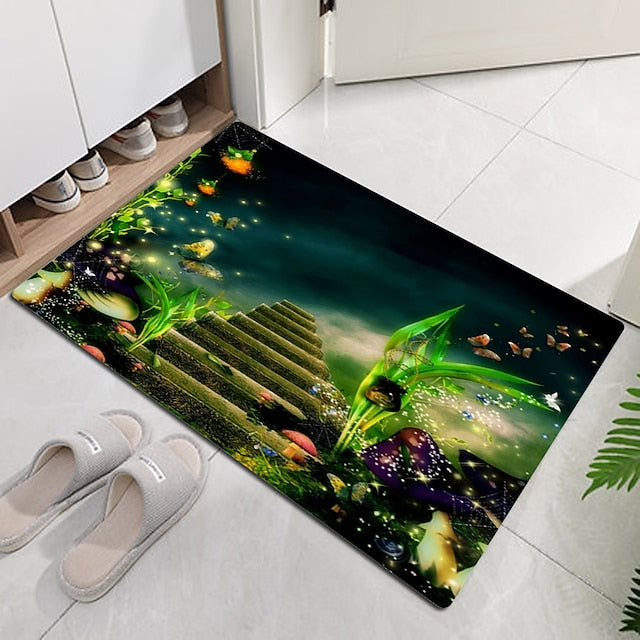 Beautiful Landscape Woods Flannel Fabric Printed Home Entrance Mattress Bathroom Mattress Mattress