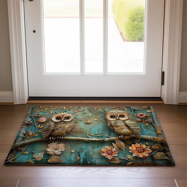 Owl 3D Painting Doormat Kitchen Mat Floor Mat Non-Slip Area Rug Oil Proof Rug Indoor Outdoor Mat Bedroom Decor Bathroom Mat Entrance Rug