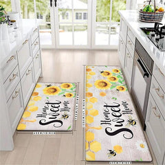 Sunflowers Area Rug Kitchen Mat Non-Slip Oil Proof Floor Mat Livingroom Rug Indoor Outdoor Mat Bedroom Decor Bathroom Mat Entrance Rug Door Mat Black