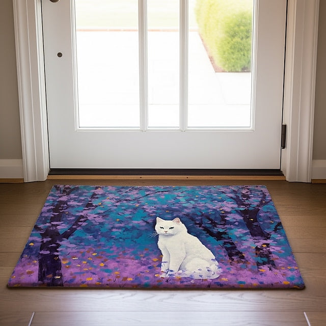 Painting Cat Doormat Floor Mats Washable Rugs Kitchen Mat Non-Slip Oil Proof Rug Indoor Outdoor Mat Bedroom Decor Bathroom Mat Entrance Rug