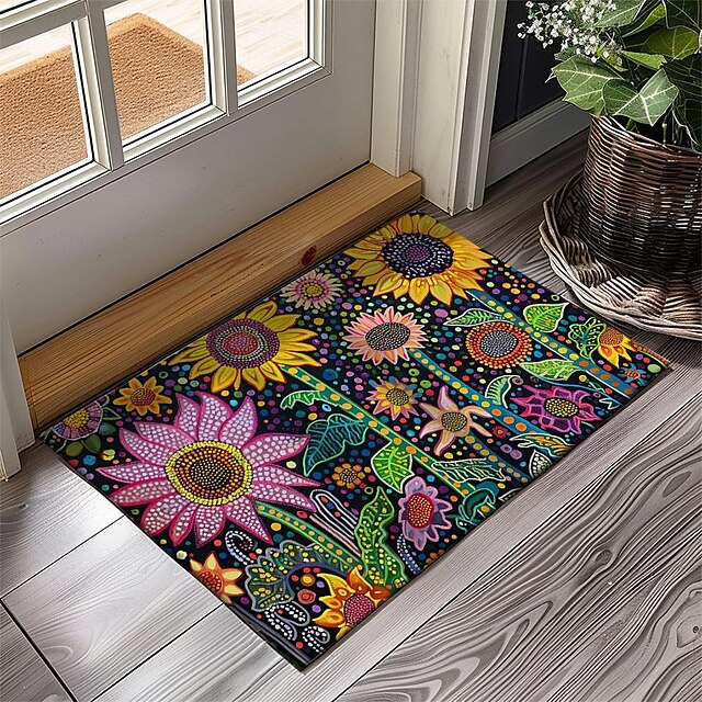 Big Sun Flowers Doormat Floor Mats Washable Rugs Kitchen Mat Non-Slip Oil Proof Rug Indoor Outdoor Mat Bedroom Decor Bathroom Mat Entrance Rug