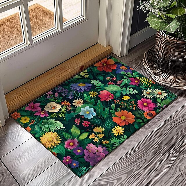 Flowers Doormat Floor Mats Washable Rugs Kitchen Mat Non-Slip Oil Proof Rug Indoor Outdoor Mat Bedroom Decor Bathroom Mat Entrance Rug