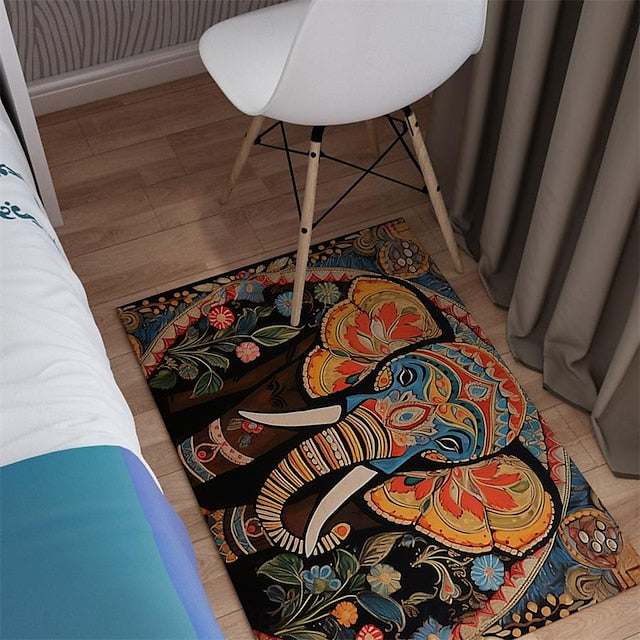 Boho Elephants Area Rug Kitchen Mat Non-Slip Oil Proof Floor Mat Livingroom Rug Indoor Outdoor Mat Bedroom Decor Bathroom Mat Entrance Rug Door Mat