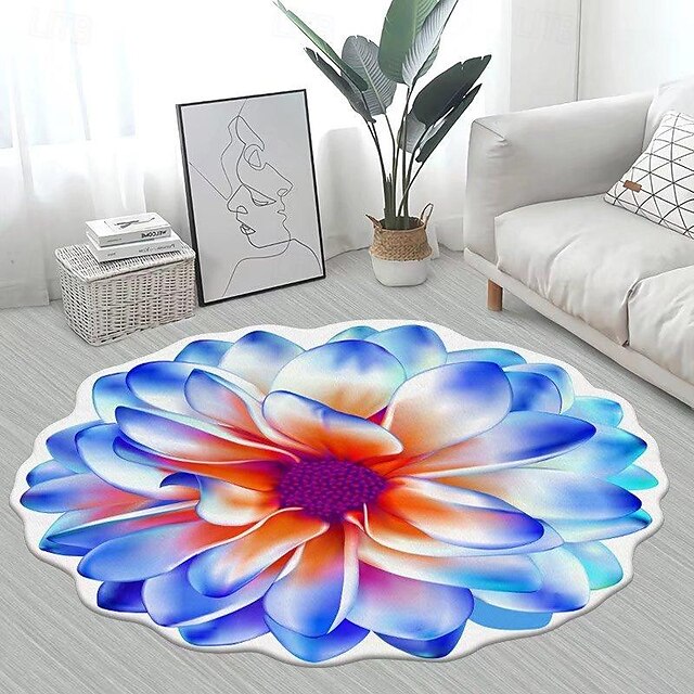 Area Rugs Flower Shaped Rugs Simple 3D Big Flower Carpet Washable Floor Mats