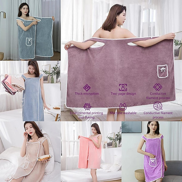 Microfiber Wearable Bath Towel Dress Super Absorbent Home Wear Bath Skirt Bath Towel Ladies Water-absorbent Soft Thick Wrapped Bathrobe Quick-dry