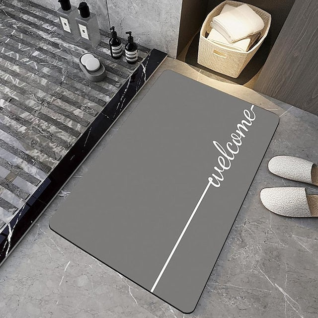 Diatomaceous Earth Bath Mat Non-slip Marble Pattern Super Absorbent Toilet Door Quick-Drying Foot Mat Entry Door Mat Non-Slip Mat