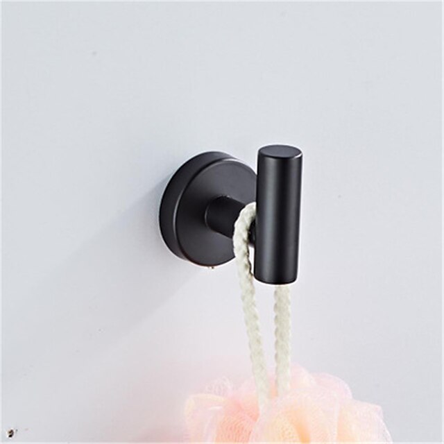 Towel Rack Set Stainless Steel Material Include Bathroom Single Towel Rod Toilet Paper Holder and Robe Hook Black 3pcs