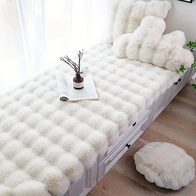 Plush Carpet, Bedroom, Bedside Blanket, Cream Air Bubble Plush, Living Room, Imitation Rabbit Blanket, Floor Mat