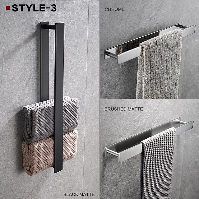 Adhesive Towel Bar with Hook, SUS304 Stainless Steel Hand Towel Holder for Bathroom, Towel Rack for Rolled Towels 40cm