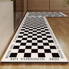 Chess Board Pattern Kitchen Rug Area Rug Mat Non-Slip Oil Proof Floor Mat Livingroom Rug Indoor Outdoor Mat Bedroom Decor Bathroom Mat Entrance Rug Door Mat