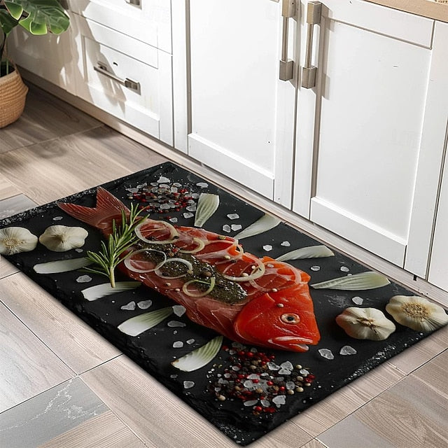 Fish Meat Doormat Kitchen Mat Floor Mat Non-Slip Area Rug Oil Proof Rug Indoor Outdoor Mat Bedroom Decor Bathroom Mat Entrance Rug