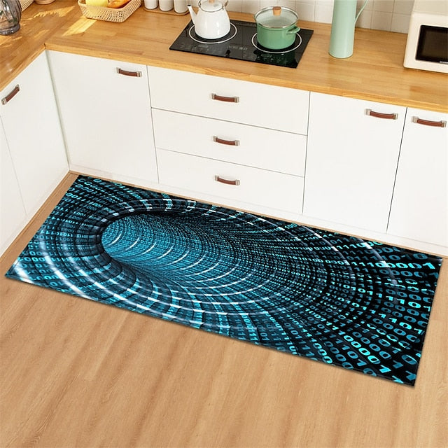 3D Vortex Pattern Area Rug Kitchen Mat Non-Slip Oil Proof Floor Mat Livingroom Rug Indoor Outdoor Mat Bedroom Decor Bathroom Mat Entrance Rug Door Mat